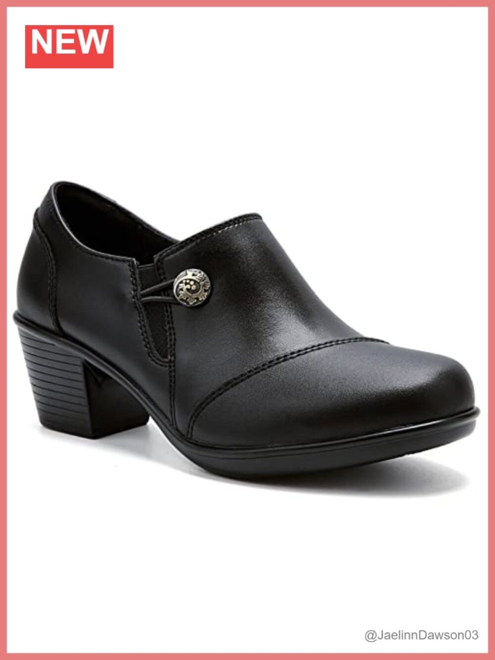 Women's Leather Block Heel Loafers Pumps Slip On Zipper Comfort Memory Foam